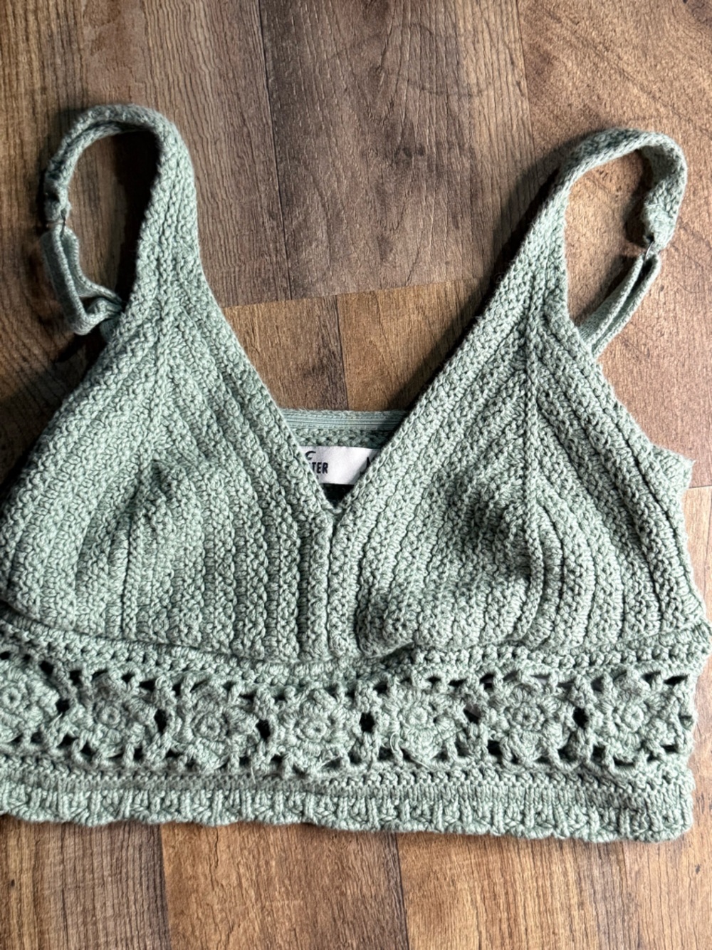 Hollister Bralette Knit Top in Light Sage Green